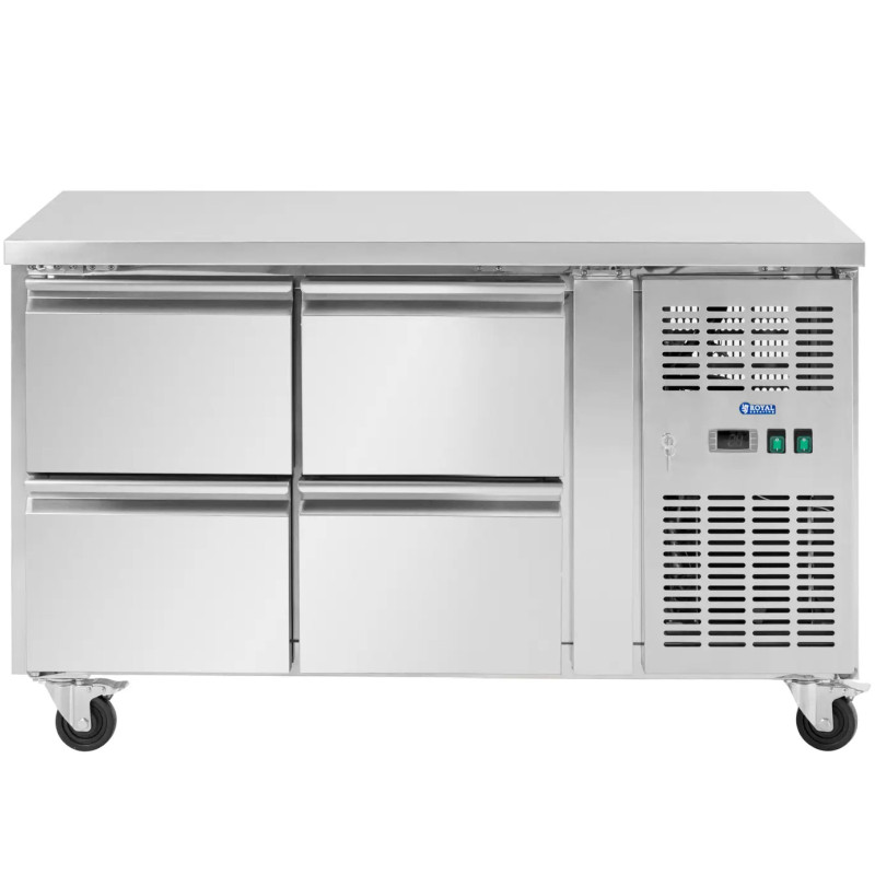 Šaldomas maitinimo stalas ant ratukų 4 stalčiai 280 l 136 x 70 x 85 cm