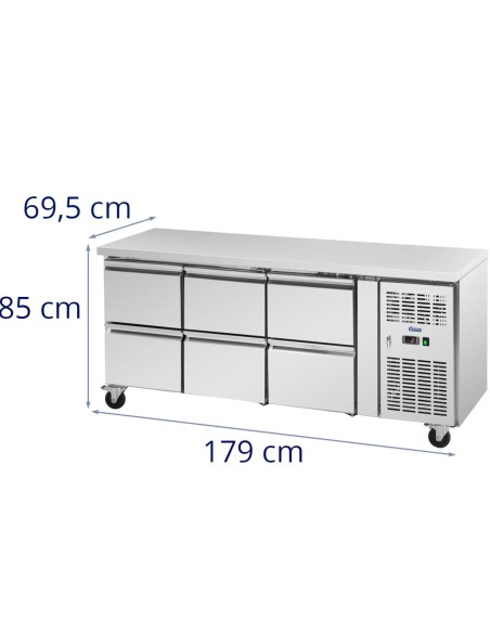 Šaldomas maitinimo stalas ant ratukų 6 stalčiai 410 l 179 x 70 x 85 cm
 
Šaldomas maitinimo stalas ant ratukų 6 stalčiai 410 l 179 x 70 x 85 cm