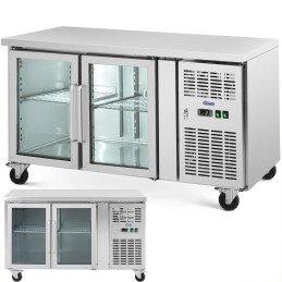 
Šaldomas stalas ant ratų, 2 durys, įstiklintas, 280 l, 136 x 70 x 85 cm
