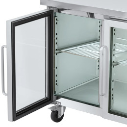 
Šaldomas stalas ant ratų, 2 durys, įstiklintas, 280 l, 136 x 70 x 85 cm
