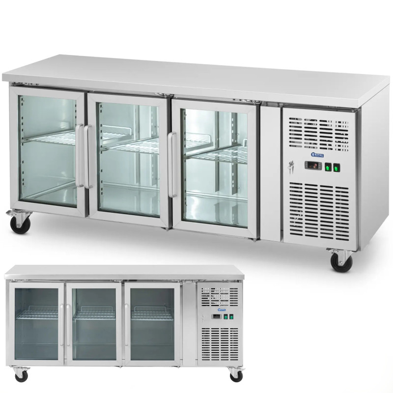
Šaldomas stalas ant ratų 3 durys įstiklintos 410 l 179,5 x 73 x 85 cm
