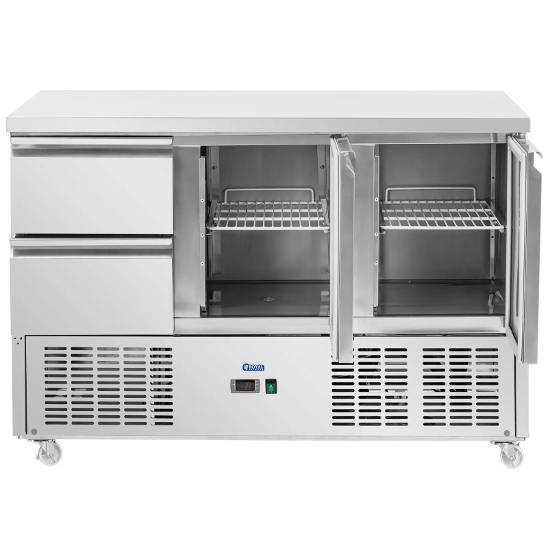 Šaldomas stalas 2 stalčiai 2 skyriai ant ratukų 350 l 137 x 70 x 95 cm