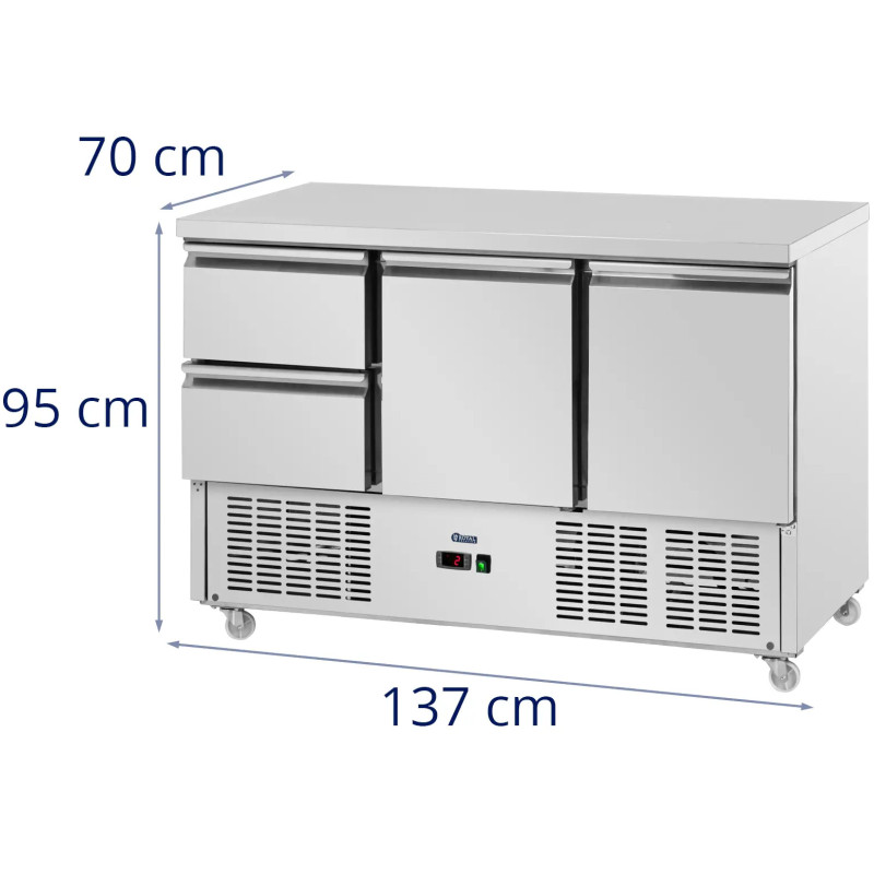 Šaldomas stalas 2 stalčiai 2 skyriai ant ratukų 350 l 137 x 70 x 95 cm