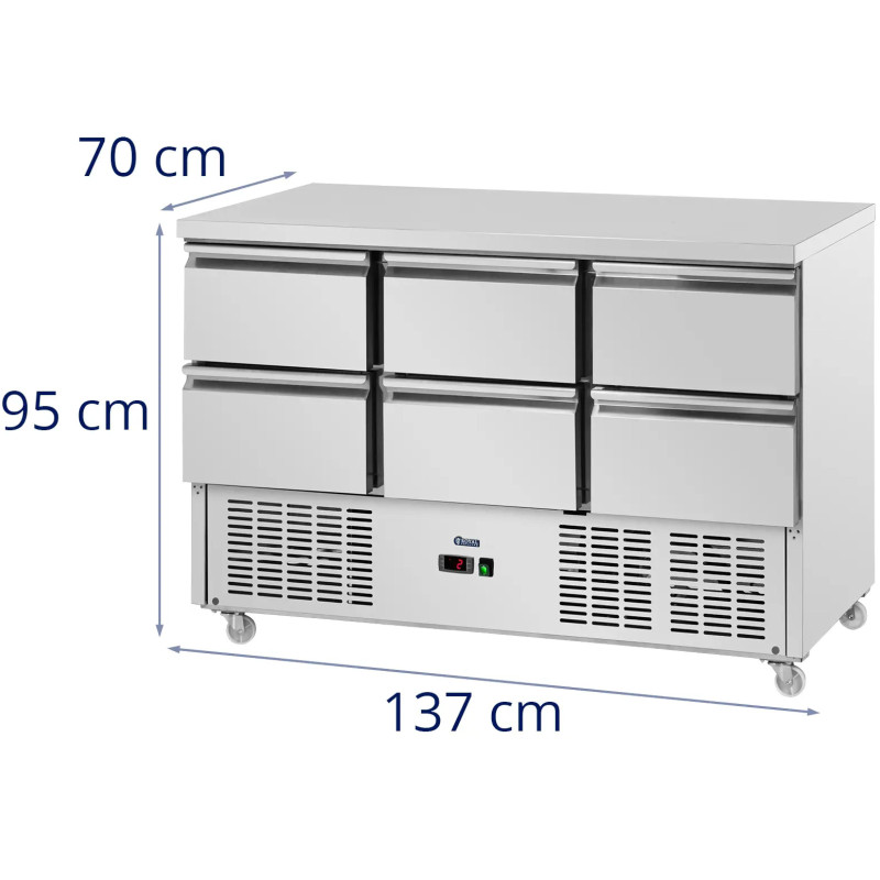 Šaldomas stalas 6 stalčiai ant ratukų 350 l 137 x 70 x 95 cm