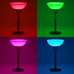 
Baterija maitinamas RGBW LED apšviestas klubo baro stalas, skersmuo 60 x 107 cm - baltas apvalus
