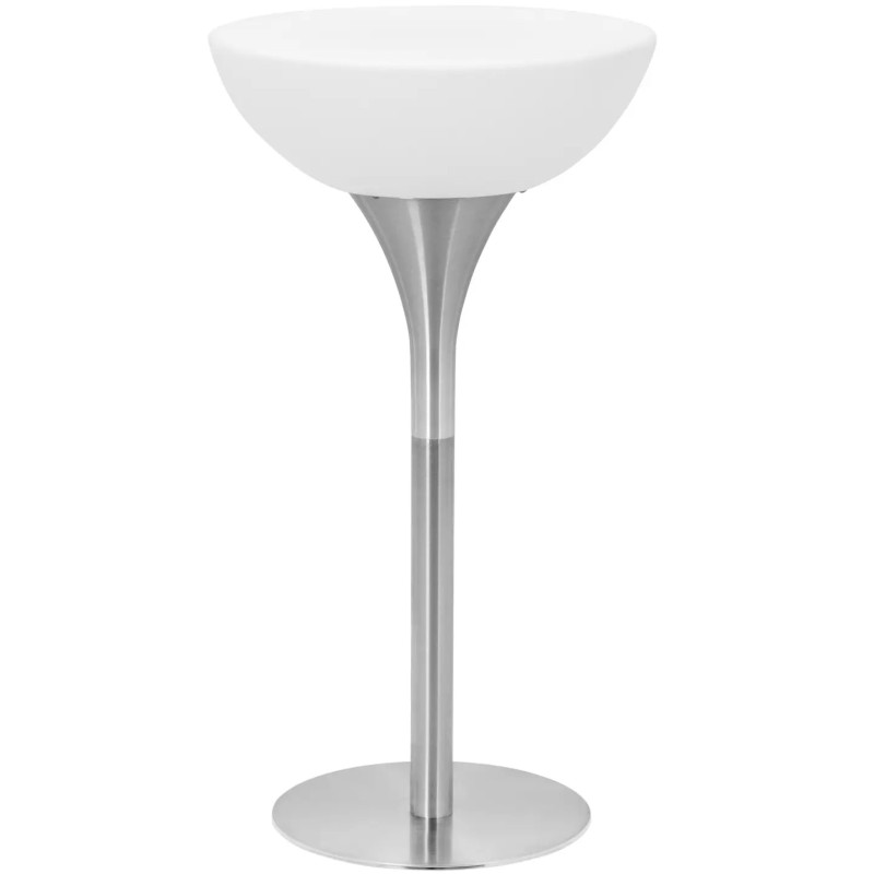 Baterija maitinamas RGBW LED apšviestas klubo baro stalas, skersmuo 60 x 107 cm - baltas apvalus