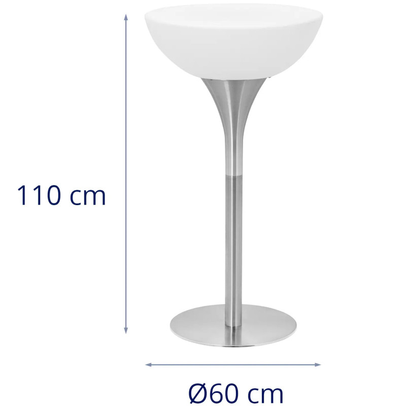 Baterija maitinamas RGBW LED apšviestas klubo baro stalas, skersmuo 60 x 107 cm - baltas apvalus