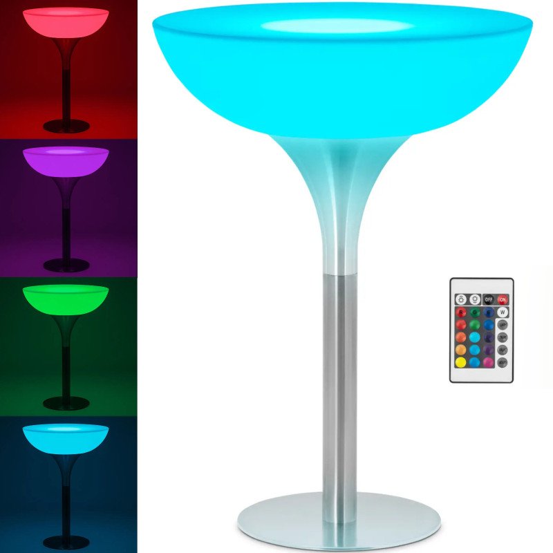 
Baterija maitinamas RGBW LED apšviestas klubo baro stalas, skersmuo 80 x 107 cm - baltas apvalus
