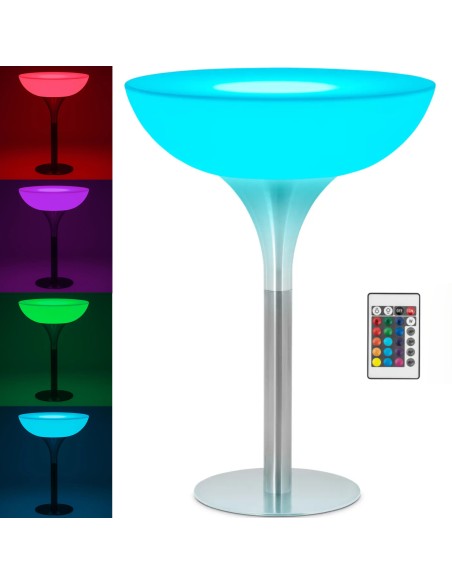 
Baterija maitinamas RGBW LED apšviestas klubo baro stalas, skersmuo 80 x 107 cm - baltas apvalus
