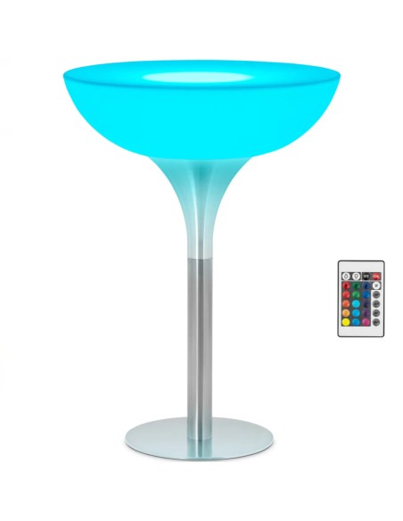 
Baterija maitinamas RGBW LED apšviestas klubo baro stalas, skersmuo 80 x 107 cm - baltas apvalus
