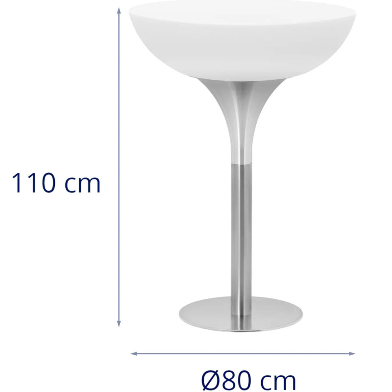 
Baterija maitinamas RGBW LED apšviestas klubo baro stalas, skersmuo 80 x 107 cm - baltas apvalus
