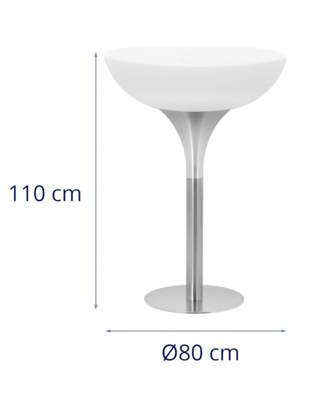 
Baterija maitinamas RGBW LED apšviestas klubo baro stalas, skersmuo 80 x 107 cm - baltas apvalus
