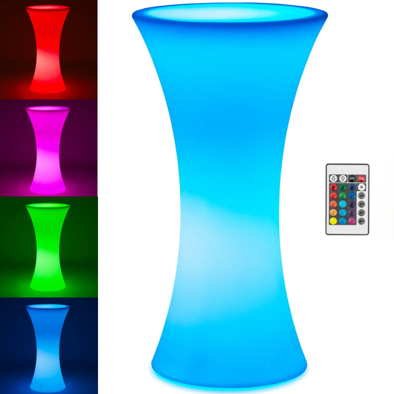 
Baterija maitinamas RGBW LED apšviestas klubo baro stalas, skersmuo 58 x 110 cm - baltas apvalus
