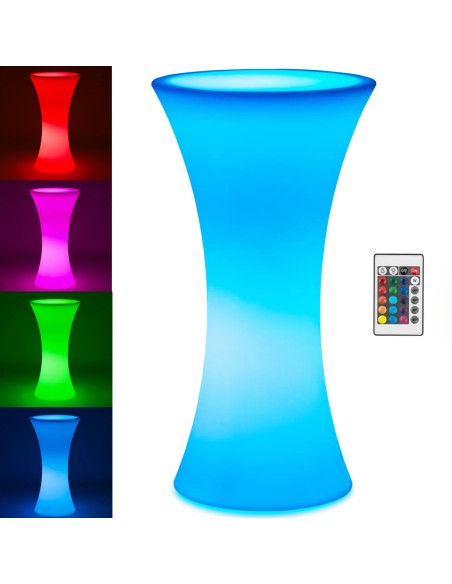 
Baterija maitinamas RGBW LED apšviestas klubo baro stalas, skersmuo 58 x 110 cm - baltas apvalus
