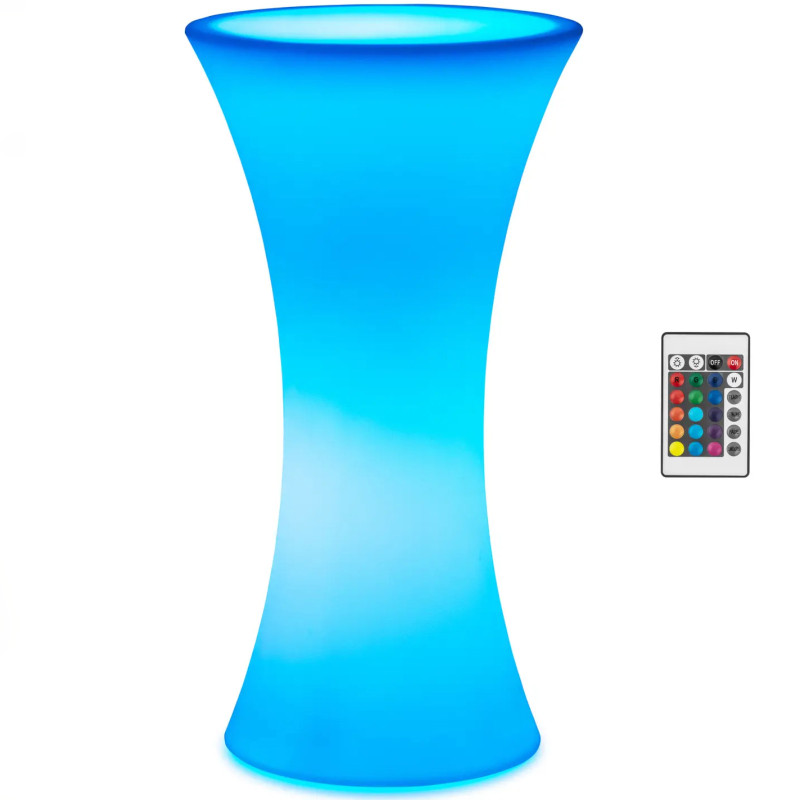 
Baterija maitinamas RGBW LED apšviestas klubo baro stalas, skersmuo 58 x 110 cm - baltas apvalus
