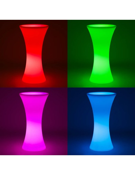 
Baterija maitinamas RGBW LED apšviestas klubo baro stalas, skersmuo 58 x 110 cm - baltas apvalus
