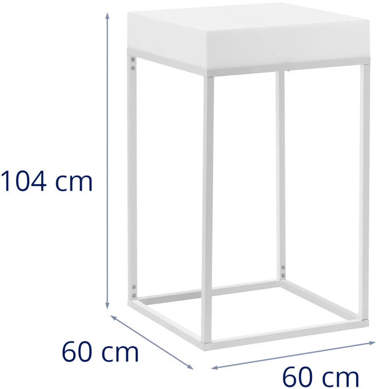 Kvadratinis klubo baro stalas su RGBW LED apšvietimu 60 x 60 x 106 cm