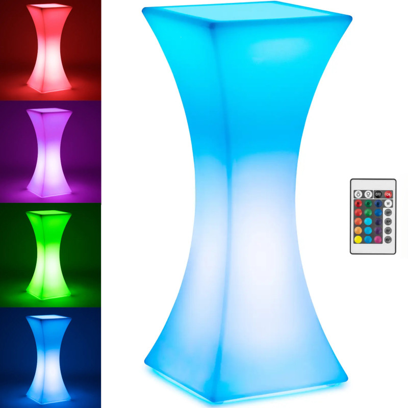 
Kvadratinis klubo baro stalas su RGBW LED apšvietimu 45 x 45 x 110 cm
