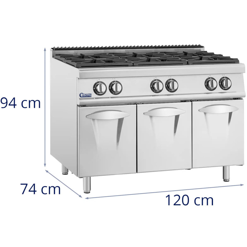 6 degiklių dujinė viryklė su spintele propanas / LPG / gamtinės dujos 21,6 kW