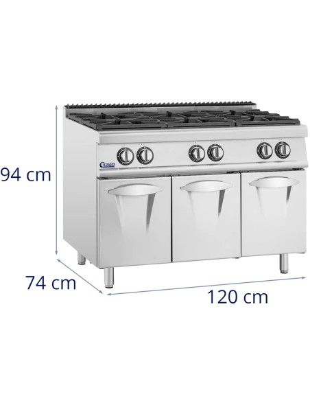 6 degiklių dujinė viryklė su spintele propanas / LPG / gamtinės dujos 21,6 kW
 
6 degiklių dujinė viryklė su spintele propanas / LPG / gamtinės dujos 21,6 kW