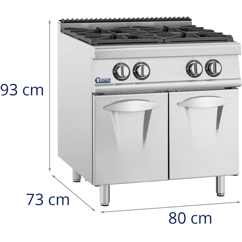 
4 degiklių dujinė viryklė su spintele propanas / LPG / gamtinės dujos 14,3 kW
