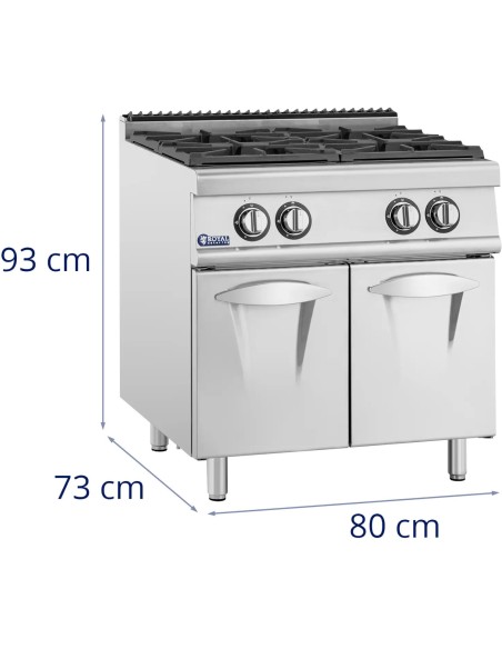 
4 degiklių dujinė viryklė su spintele propanas / LPG / gamtinės dujos 14,3 kW
