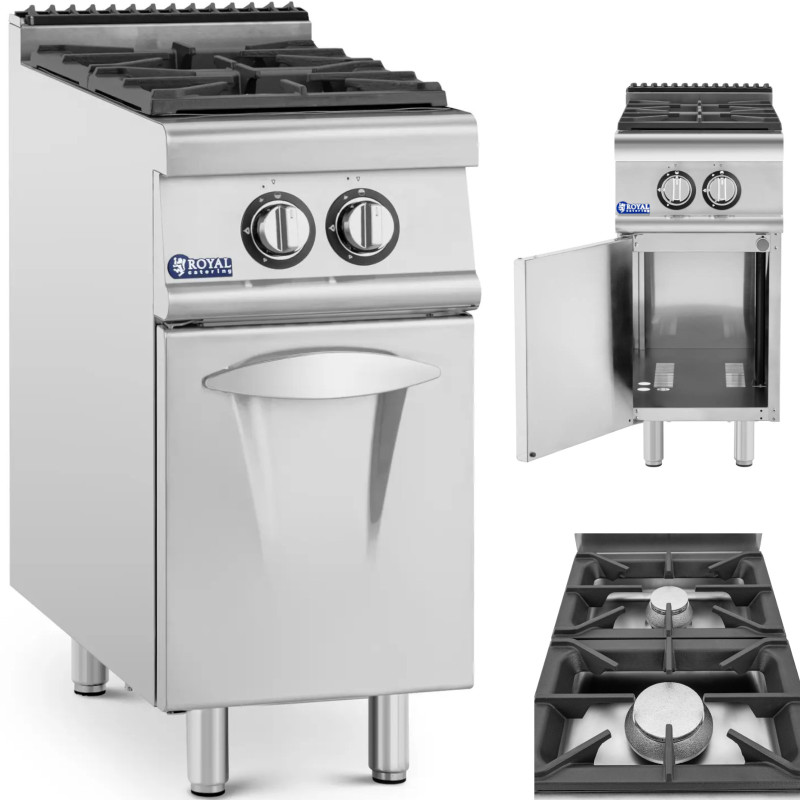 
Dujinė viryklė 2 degikliai su spintele propanas / LPG / gamtinės dujos 7,2 kW
