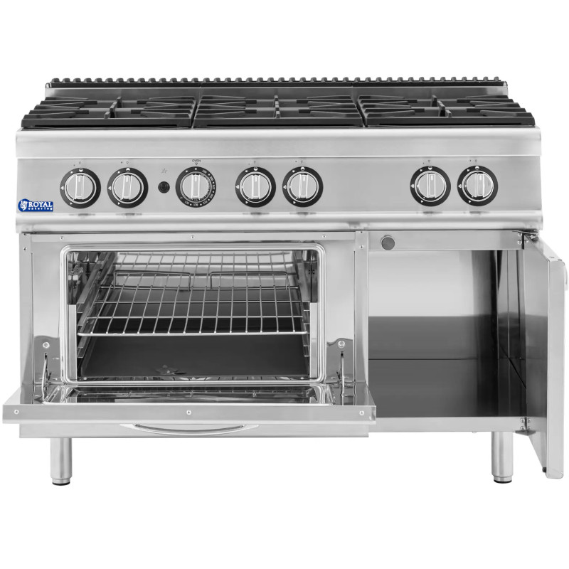 6 degiklių dujinė viryklė su dujine orkaite ir spintele 27,6 kW