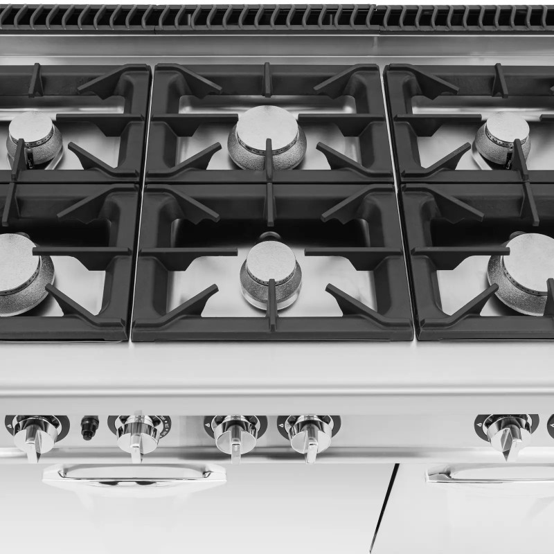 6 degiklių dujinė viryklė su dujine orkaite ir spintele 27,6 kW