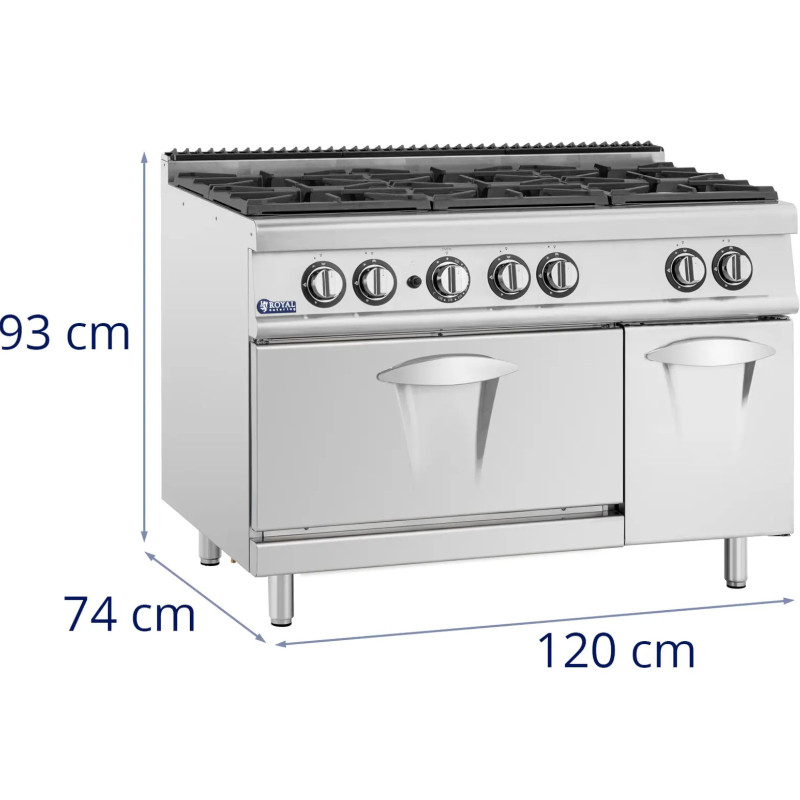 6 degiklių dujinė viryklė su dujine orkaite ir spintele 27,6 kW