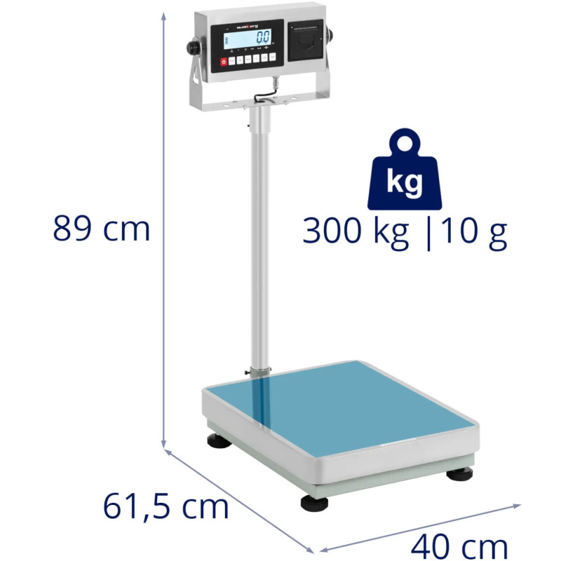 Platforminės svarstyklės su LCD etikečių spausdintuvu 50 x 40 cm 300 kg / 10 g