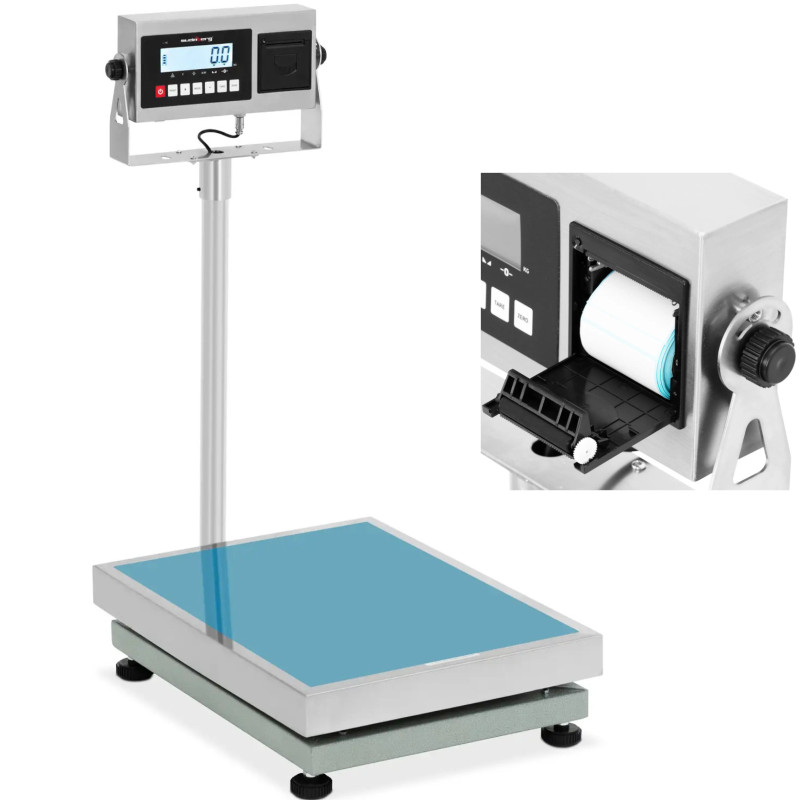 
Platforminės svarstyklės su LCD etikečių spausdintuvu 60 x 45 cm 300 kg / 10 g
