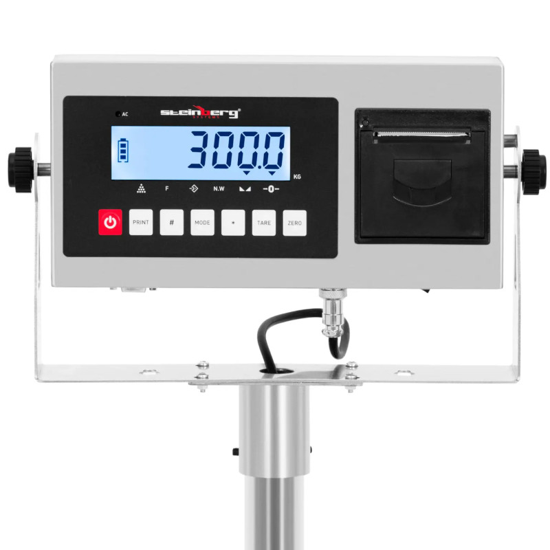 Platforminės svarstyklės su LCD etikečių spausdintuvu 60 x 45 cm 300 kg / 10 g