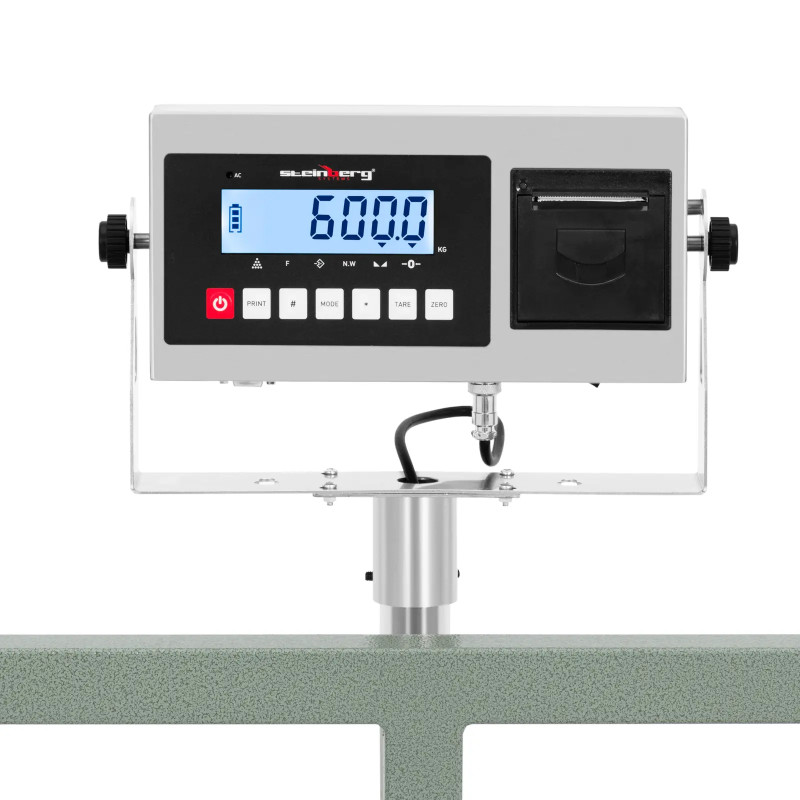 Platforminės svarstyklės su LCD etikečių spausdintuvu 100 x 100 cm 600 kg / 50 g