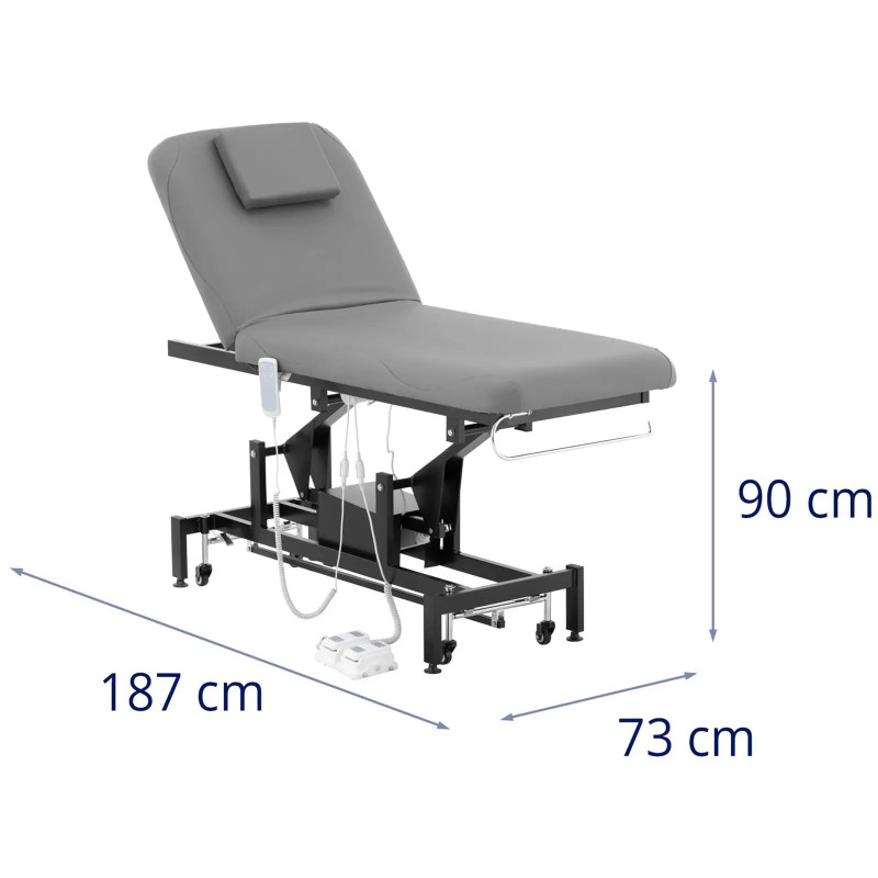 Elektrinis masažo stalas 2 varikliai 200 kg LYON - juoda ir pilka