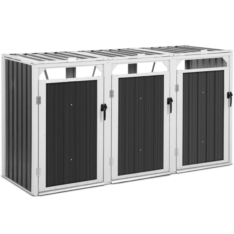 Dangtis šiukšlių dėžei, triguba, 3 x 240 l - pilka
