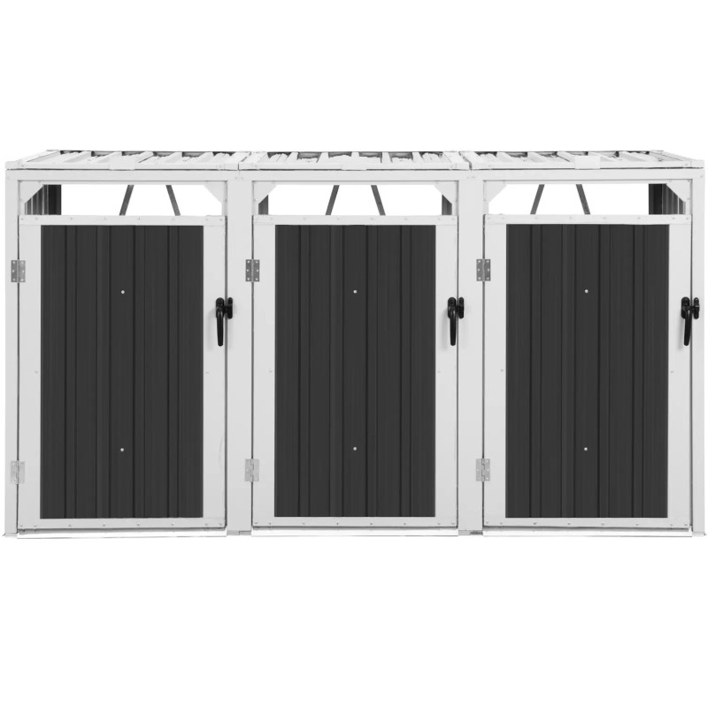 Dangtis šiukšlių dėžei, triguba, 3 x 240 l - pilka