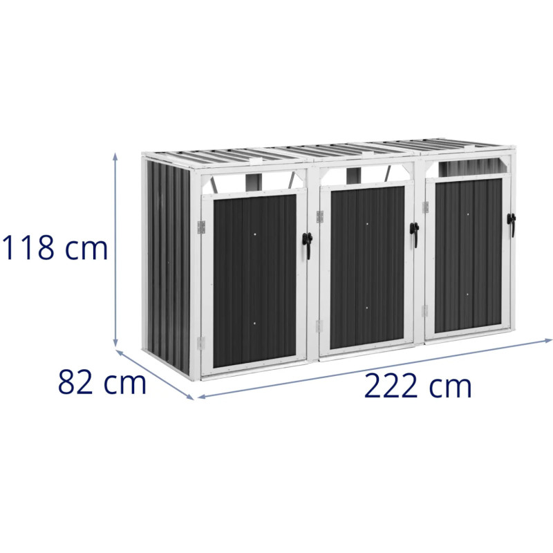 Dangtis šiukšlių dėžei, triguba, 3 x 240 l - pilka
