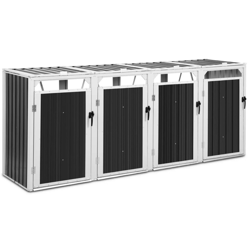 Dangtis šiukšlių dėžei, keturvietė, 4 x 240 l - pilka