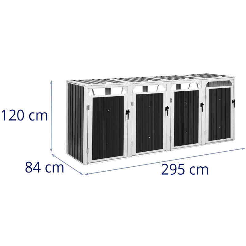 Dangtis šiukšlių dėžei, keturvietė, 4 x 240 l - pilka