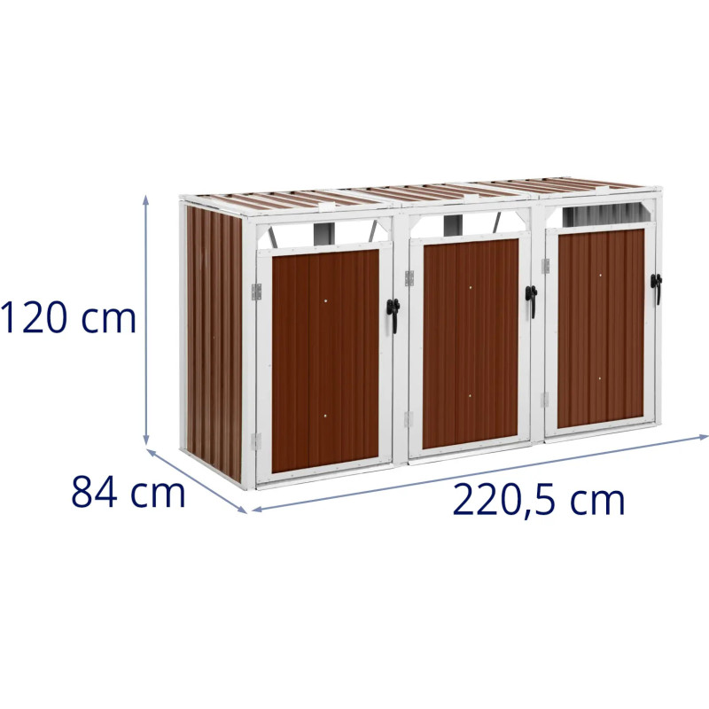 Dangtis šiukšliadėžei, triguba, 3 x 240 l - ruda