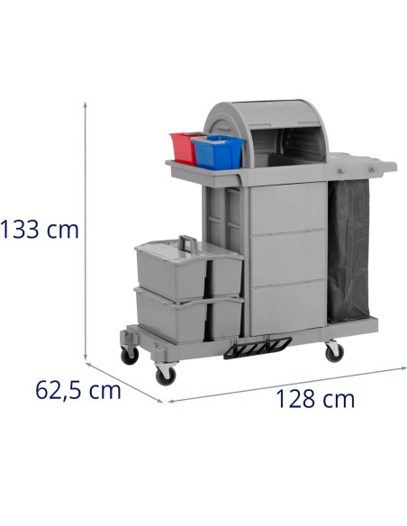 Viešbučio valymo vežimėlis su saugykla ir krepšiu 2 kibirai 128 x 62,5 x 133 cm
 
Viešbučio valymo vežimėlis su saugykla ir krepšiu 2 kibirai 128 x 62,5 x 133 cm