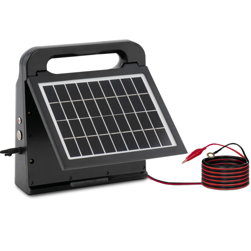 
Elektrifikatorius su fotovoltiniu skydeliu elektriniam piemeniui 6 V 0,6 J 10 km
