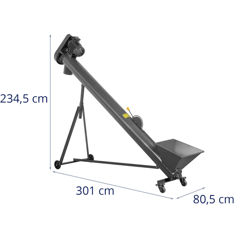 Sraigtinis tiektuvas grūdų granulėms pjuvenoms 3m 7 reguliuojami aukščiai 1000 kg/ val.