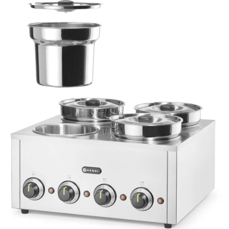 Bain-marie elektrinis šildytuvas patiekalams, padažams, sriuboms Thermosystem 4 800 W 4 x 4 l