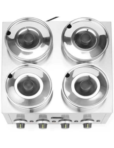 Bain-marie elektrinis šildytuvas patiekalams, padažams, sriuboms Thermosystem 4 800 W 4 x 4 l
 
Bain-marie elektrinis šildytuvas patiekalams, padažams, sriuboms Thermosystem 4 800 W 4 x 4 l