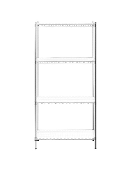 Chromuotos vielos dirbtuvių lentynos 4 lentynos + 4 kilimėliai iki 1 t 1000 kg 90x45x180 cm Chromuotos vielos dirbtuvių lentynos 4 lentynos + 4 kilimėliai iki 1 t 1000 kg 90x45x180 cm