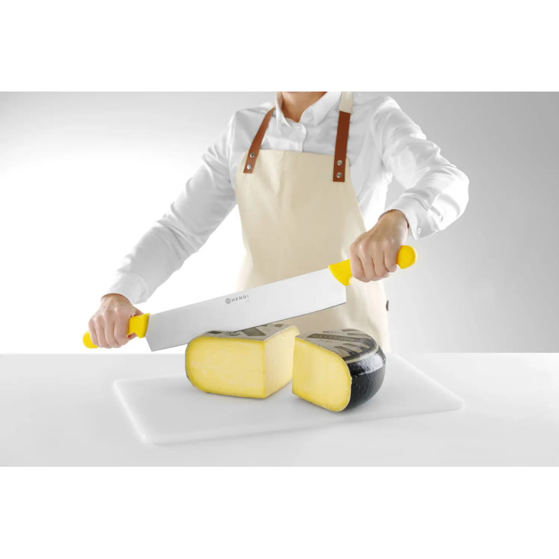 Sūrio peilis su dviem rankenomis 655 mm - geltonas