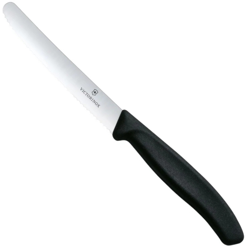 Pomidorų peilis su užapvalintais ašmenimis dantytas 110/ 219 mm - juodas
Pomidorų peilis su užapvalintais ašmenimis dantytas 110/ 219 mm - juodas