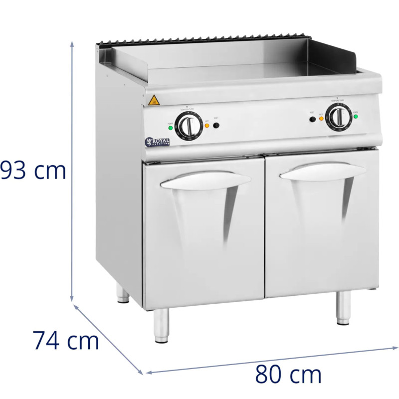 
Grilio elektrinė dviguba lygi grilio plokštė su laisvai pastatoma spintele 10,8 kW 400 V
